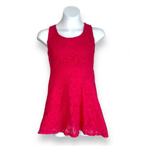 Cherokee Girls’ Hot Pink Sleeveless Lace Dress Size 6X- Barbie Pink